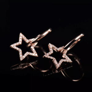Cercei din aur roz 14k cu diamante naturale