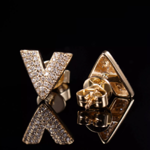 Cercei din aur galben 14k cu diamante naturale