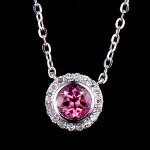 SUPERB COLIER CU TURMALINA ROZ SI DIAMANTE