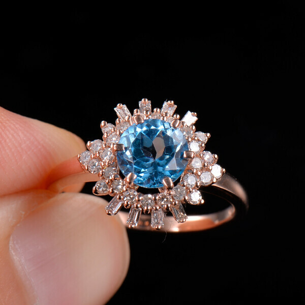 INEL SUPERB CU TOPAZ SI DIAMANTE NATURALE