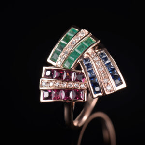 SET COCTEIL CU RUBIN SAFIR SMARALD SI DIAMANTE