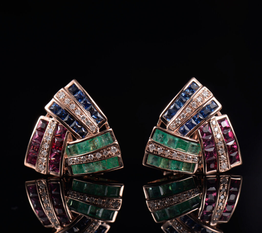 SET COCTEIL CU RUBIN SAFIR SMARALD SI DIAMANTE